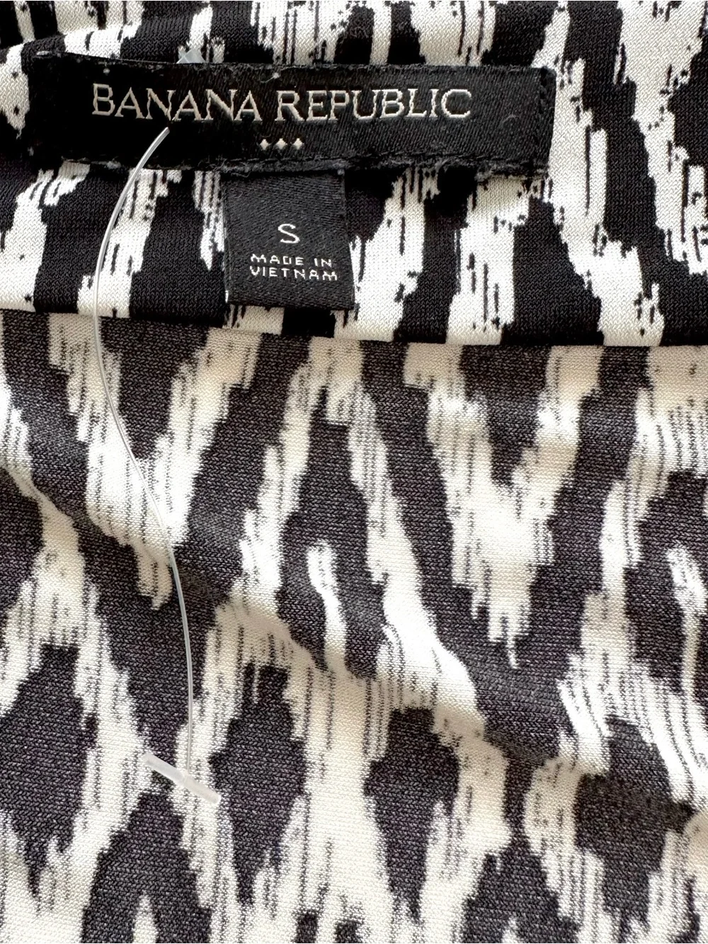 Banana Republic Black White Geo Print Short Sleeve Faux Wrap Dress Size Small